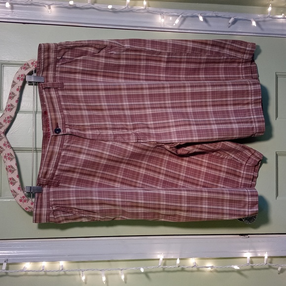 Men's Reunion size 42 flat front brown tan plaid shorts - Picture 1 of 7
